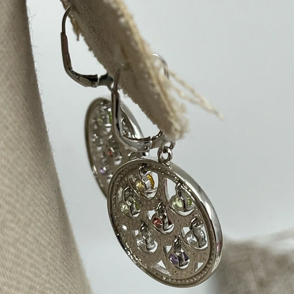 Vintage Ross-Simons Real Sterling Silver Multi-Gemstone Earrings - Picture 6 of 16